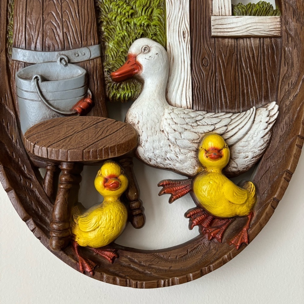 Burwood Vintage Cottagecore 3D Wall Hanging Art Ducks Butter Churn 1974 Country - Picture 2 of 6